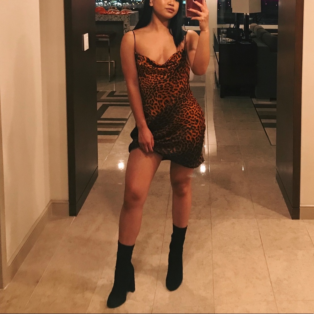 Zara leopard print slip dress